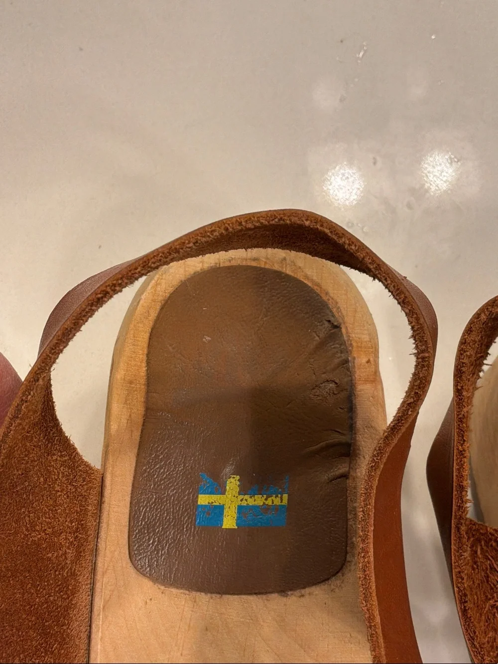 MIA Brown Leather Open-Toe Wedge Sandals